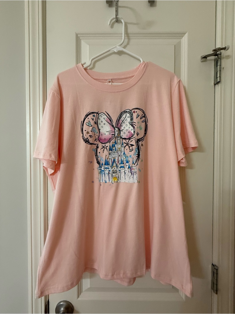 Amazon Pink Disney Graphic Castle & Bow Short Sleeve Tee New With Tags XXL
